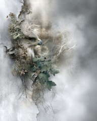 Abstract nature elements collaged with texture artistic environment unique perspective gigapixel quality imagery