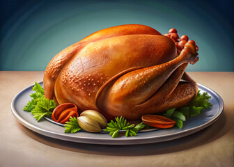 a turkey on a plate with nuts and parise