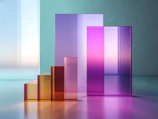 3d render of a modern financial business graph with a rising bar chart and arrow on a red background illustrating market growth and data success