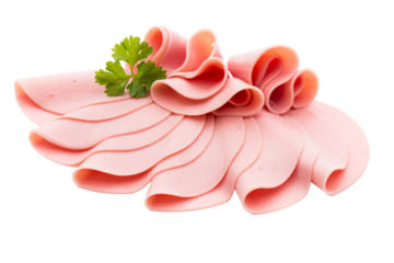 sliced ham isolated on white