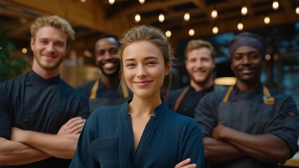 A multicultural group of chefs experimenting in a test kitchen, combining spices, preparation methods, and ancestral cooking techniques into new fusion recipes — culinary innovation, global