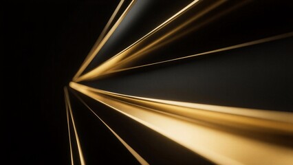 Golden light beams radiate from a central point against a dark background, creating a dramatic and luxurious atmosphere, expressed elegance or Used for luxury branding or high-end design
