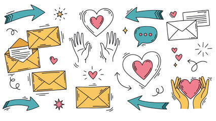 Hand-Drawn Love and Connection Elements