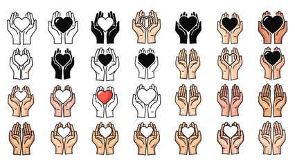 Hands Holding Heart: Love and Support Icons