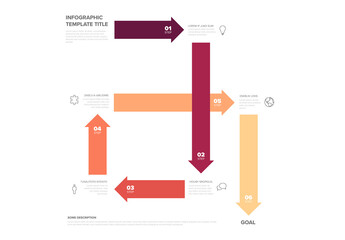 Arrows Infographic Template with 6 Steps and Goal