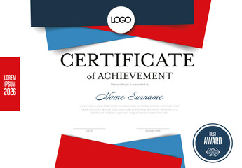 Modern Vector Certificate of Achievement Template with Geometric Design