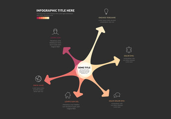 Abstract Infographic Design with Central Point and Outward Arrows