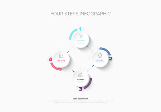Four Steps Infographic with Numbered Circles and Icons