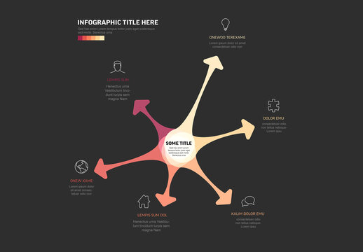 Abstract Infographic Design with Central Point and Outward Arrows