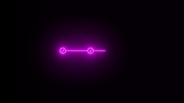 Glowing neon 3 step infographic process with check mark icon. Step-by-Step Guide: Business Steps.