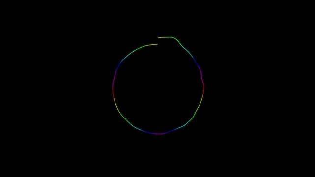 Round electric audio waves. Music equalizer Circular audio waveform spectrum visualizer on black background. Audio frequency sound wave. 3D motion rendering.