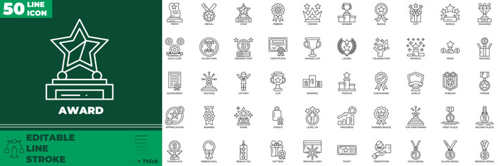 Award Line Editable Icons set