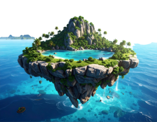 _flying paradise rock floating island