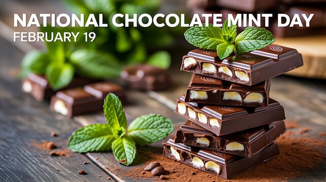 National chocolate mint day dessert with fresh mint
