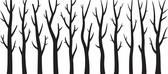 Vector black silhouette of a bare tree