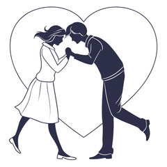 Couple dancing in heart shape