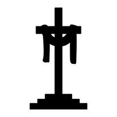 Holy week christian cross with shroud silhouette