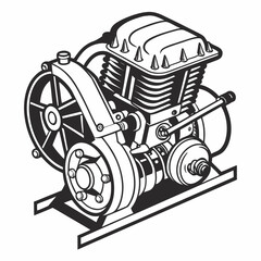 Classic motorcycle engine illustration
