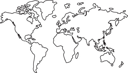 Vector illustration World map outline on white isolated background