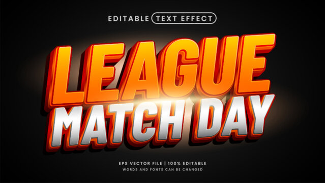 Sports league match day 3d editable text effect template - Powered by Adobe