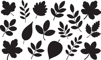 Vector set of decorative autumn leaf silhouettes