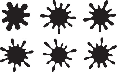 Vector set of ink splashes, blots. Splatter collection