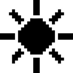 Fototapeta premium Pixelated Sun Icon Black Graphic Interface Element