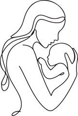 Woman hold her baby silhouette design