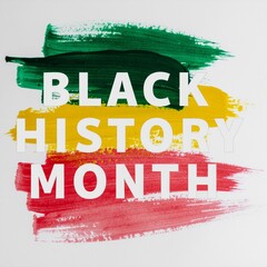 Black History Month lettering in pan-African colors.