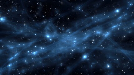 A vast expanse of deep space illuminated by glowing blue nebulae trails connecting countless twinkling stars against a dark star filled void