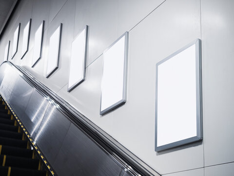 Mock up Vertical Ad Posters Media Advertising display in subway station	