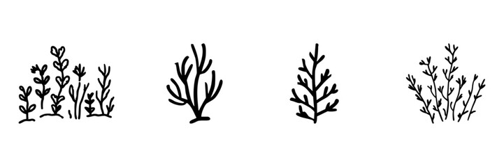 Obraz premium Hand-Drawn Botanical Plant Line Icon Set In Doodle Style. Nature, Gardening, And Herbal Illustration Outline Sketch Collection. Decorative Floral Elements. Hand Drawn Isolated Vector Illustration