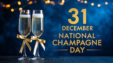 National champagne day celebration with glasses and lights
