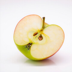 Fresh Sliced Apple Half: Vibrant Green-Red Fruit, Revealing Core & Seeds, Healthy Food & Nutrition