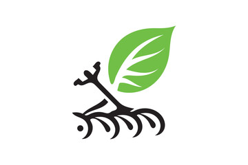 Organic farming visuals silhouette on white background.