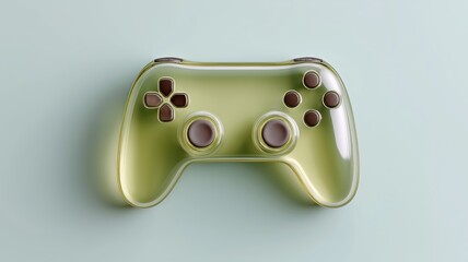a minimalist photo of a joystick from a video game. The game controller is placed on a simple, uniform background