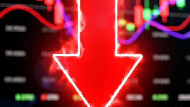 A Dramatic Shift in Financial Markets: From High Stacked Coins to Significant Downturn with Visual Indicators of Market Trends and Price Changes