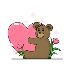 cute love and bear vector