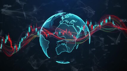 Digital Earth with Global Financial Stock Market Data and Network Connections globe world - Powered by Adobe