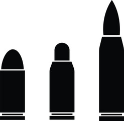 set Bullets icons. Gun bullet. Group Pistol bullet. Collection Cartridge symbol. Ammunition