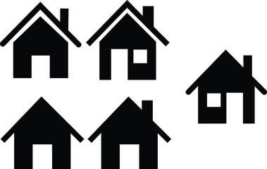 House icons set. Home icon collection. Real estate. Flat style houses symbols for apps and websites.