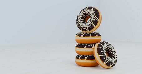 Stacked Chocolate Donuts Creative Dessert Composition