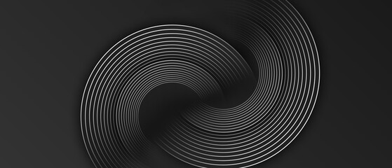 Abstract black background with white circle lines