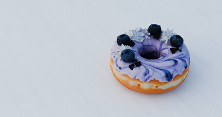 Blueberry Glazed Donut With Cream Topping