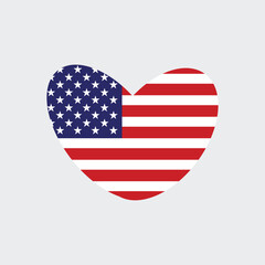 United States of America Flag in Heart Shape Symbolizing Patriotism