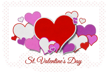 Valentines Day hearts in romantic illustration with pastel colors and soft lighting for greeting card design