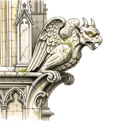 Gargoyle Sculpture, Gothic Architecture Detail, Stone Statue, Medieval Creature, Fantasy Art, Architectural Ornament