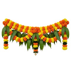 Festive Indian Marigold Flower Bandhanwar Toran for Home Entrance and Wedding Decoration