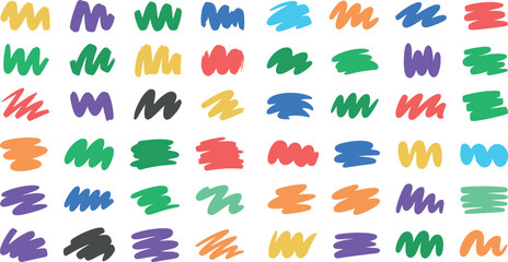 Multicolored brush strokes on white background for creative design and art projects