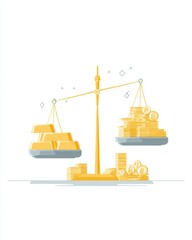 Gold Bars and Coins on a Weighing Scale